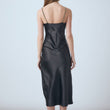 Load image into Gallery viewer, Black Chunky Chain Satin Slit Dress