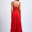 Load image into Gallery viewer, Red Color V-neck Lace Maxi Dress