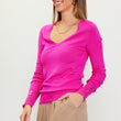 Load image into Gallery viewer, LONG SLEEVE V NECK KNIT SWEATER WITH BUTTONED CUFF
