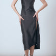 Load image into Gallery viewer, Black Chunky Chain Satin Slit Dress