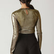 Load image into Gallery viewer, Gold bodysuit featuring round neckline