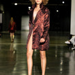 Load image into Gallery viewer, Burgundy oversize blazer dress with gold bottoms