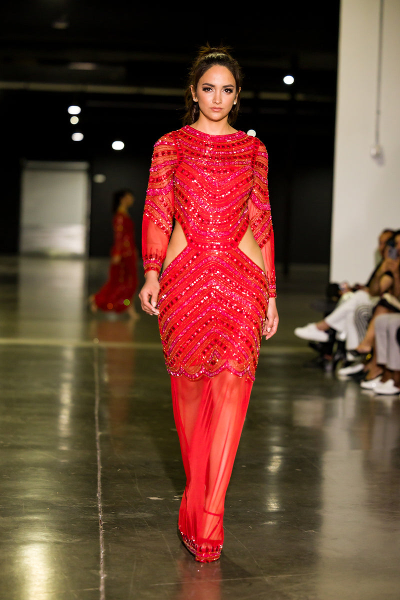 Red Beaded Dress