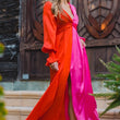 Load image into Gallery viewer, A bright two-tone pink and orange maxi dress