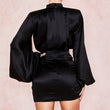 Load image into Gallery viewer, Black dress loose long sleeve mini - iavisionboutique