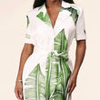 Load image into Gallery viewer, Leaf Print Shirt Dress - iavisionboutique