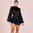Load image into Gallery viewer, Black dress loose long sleeve mini - iavisionboutique