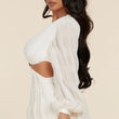 Load image into Gallery viewer, Mermaid Ultra-Airy Pleated Long Sleeve Mini Dress in Off White