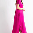 Load image into Gallery viewer, Magenta Basic V-Neck Maxi Dress with Pockets and Side Slits - iavisionboutique