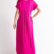 Load image into Gallery viewer, Magenta Basic V-Neck Maxi Dress with Pockets and Side Slits - iavisionboutique