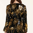 Load image into Gallery viewer, A black sequin mini dress gold palms sequin design - iavisionboutique