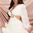 Load image into Gallery viewer, Mermaid Ultra-Airy Pleated Long Sleeve Mini Dress in Off White