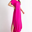 Load image into Gallery viewer, Magenta Basic V-Neck Maxi Dress with Pockets and Side Slits - iavisionboutique