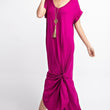 Load image into Gallery viewer, Magenta Basic V-Neck Maxi Dress with Pockets and Side Slits - iavisionboutique