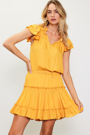 Yellow satin dress