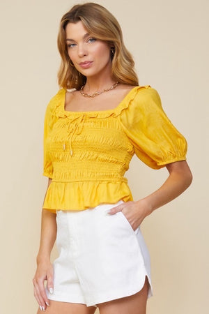 YELLOW SHORT SEELVE TOP