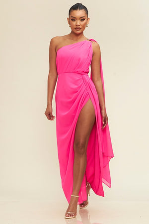 Pink Dress One Shoulder