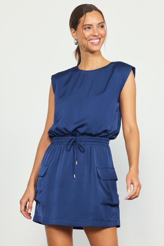 NAVY CARGO MINI DRESS