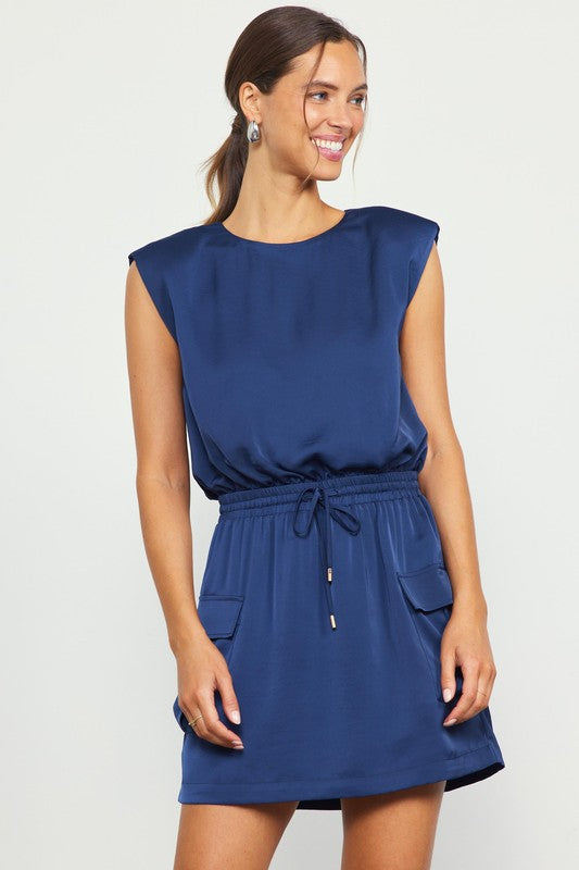 NAVY CARGO MINI DRESS