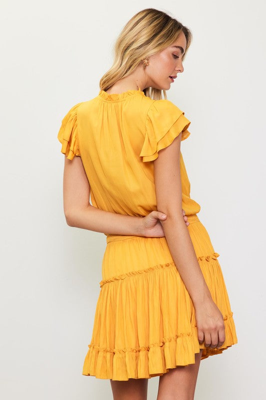 Yellow satin dress