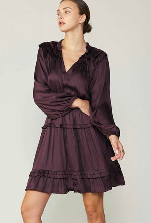 VINO RUFFLED DETAIL TIERED MINI DRESS