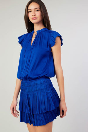 BLUE MINI DRESS WITH PLEATED