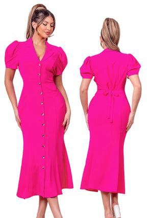 Fuchsia Mermaid Midi Dress