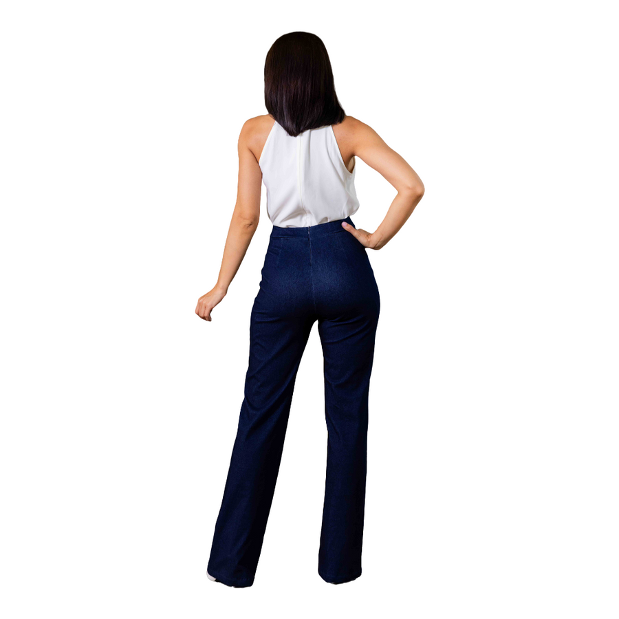 DENIM STRETCH HIGH WAIST PANTS