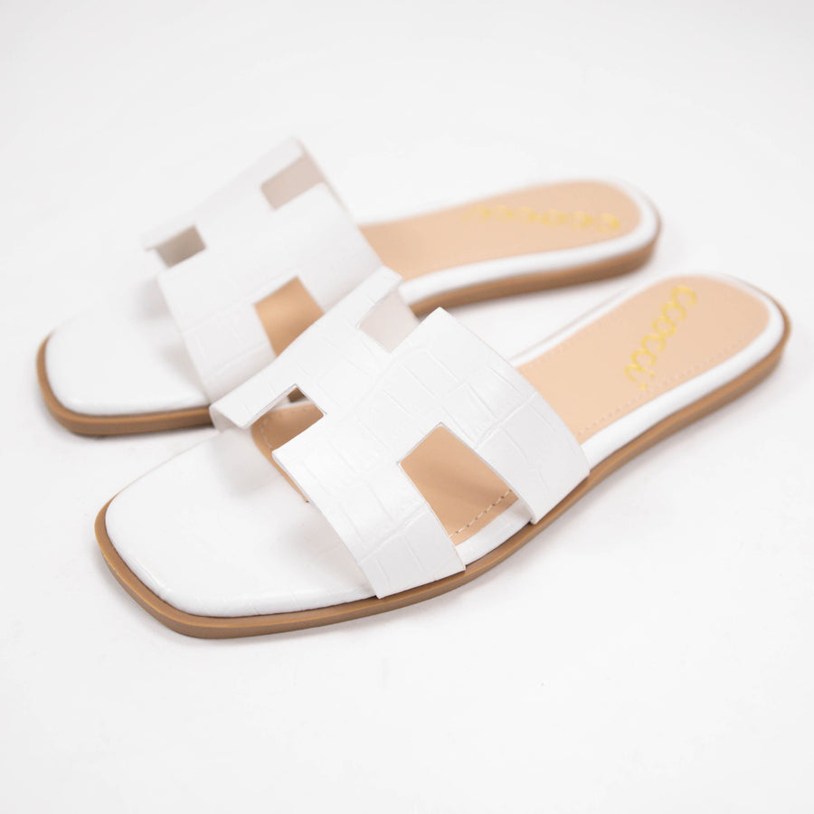 White H Shape Sandals