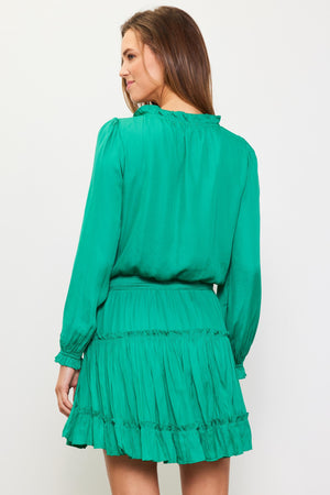 Green satin dress