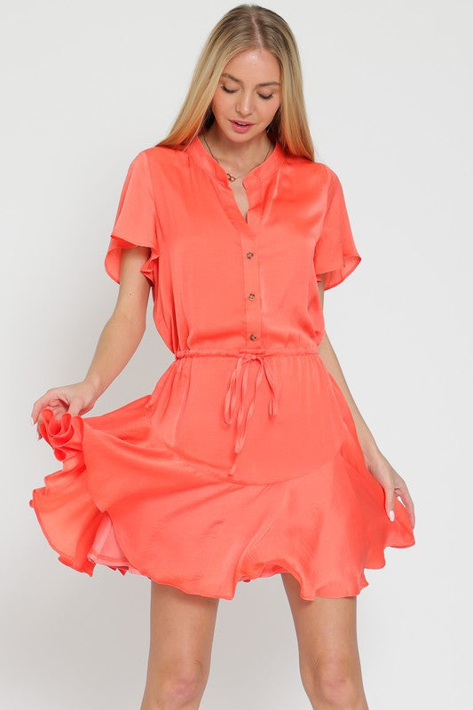 Coral Satin Dress