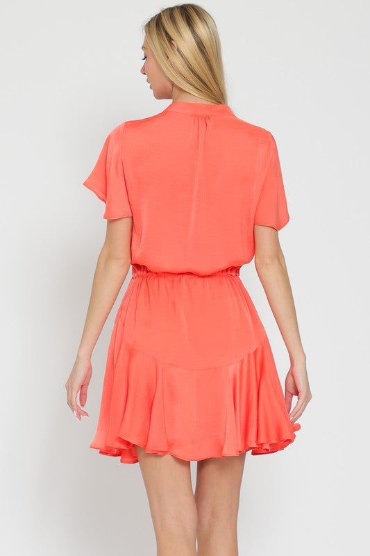 Coral Satin Dress