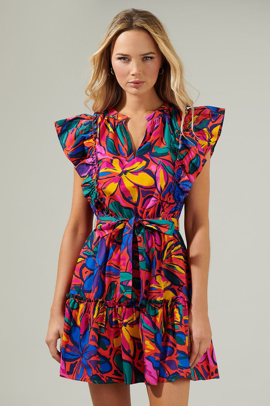 Floral Ruffle Mini Dress IA VISION BOUTIQUE Floral Ruffle Mini Dress IA VISION BOUTIQUE