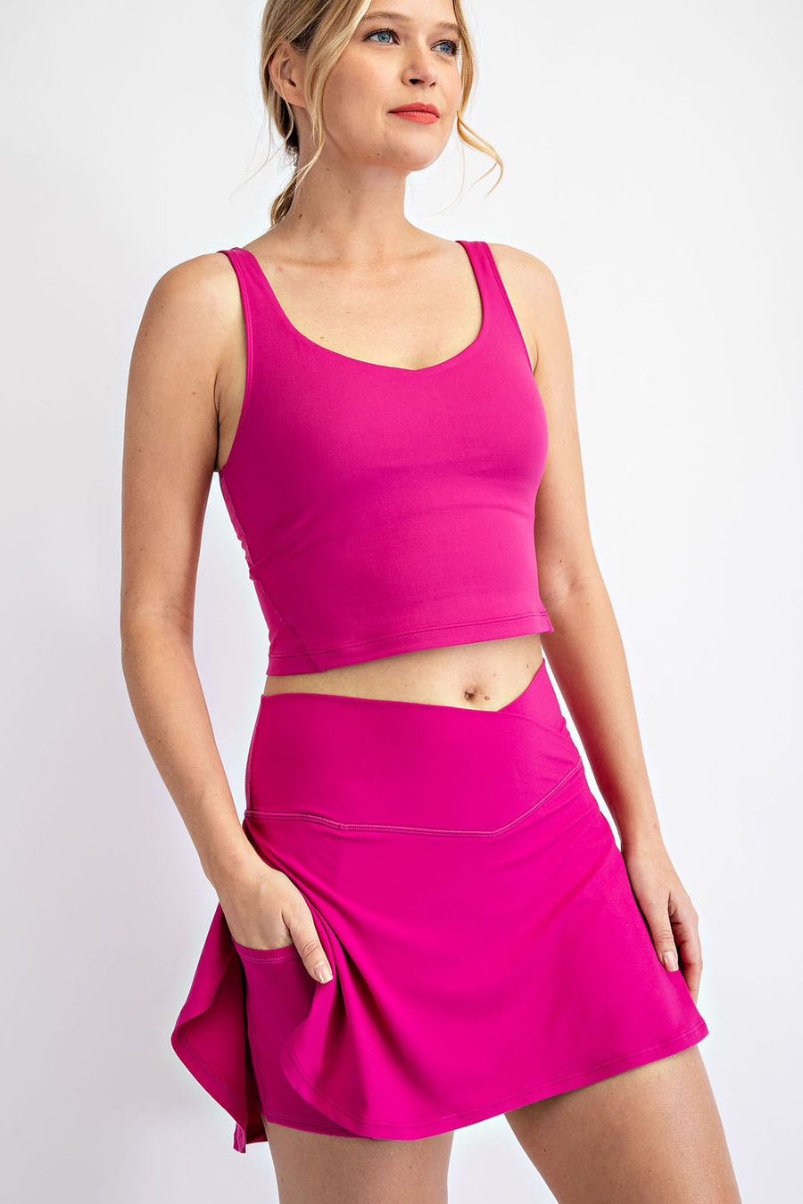 Raspberry Butter V Shaped High-Waist Skort