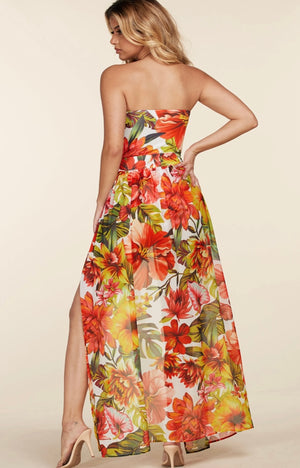 Summer floral print bodysuit and skirt set