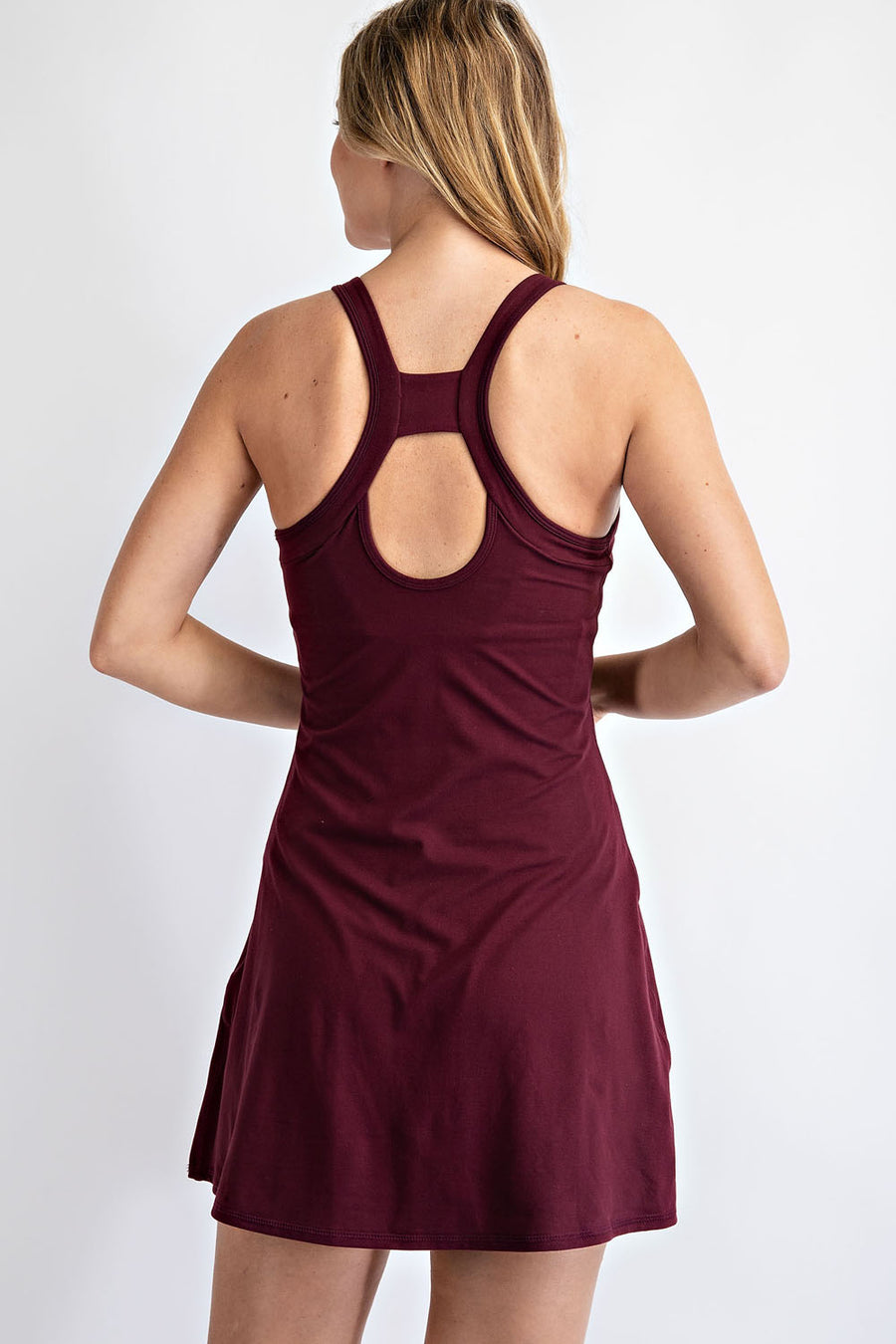 BURGUNDY TENNIS ROMPER DRESS - iavisionboutique