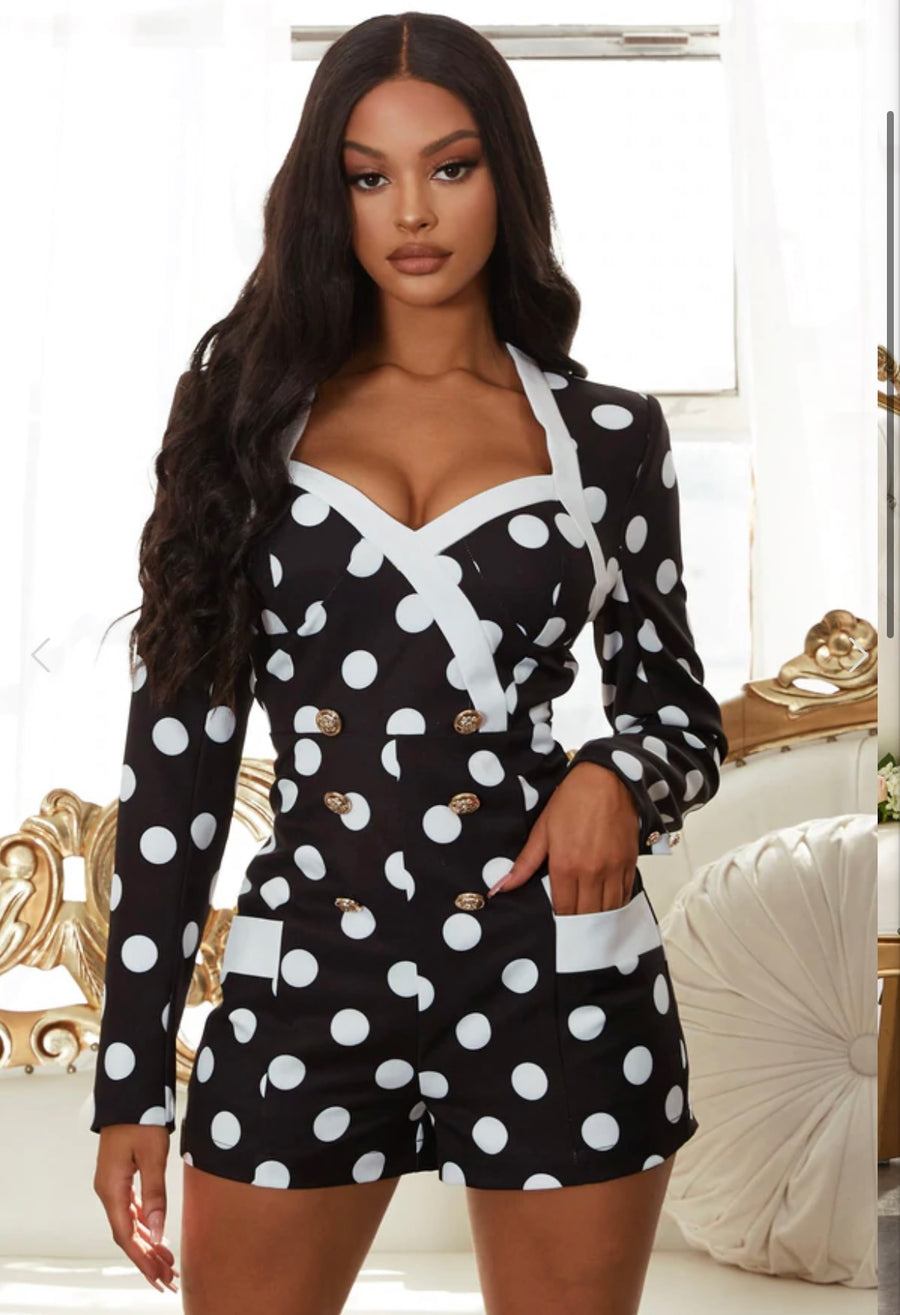 Polka Dot Long Sleeve Romper