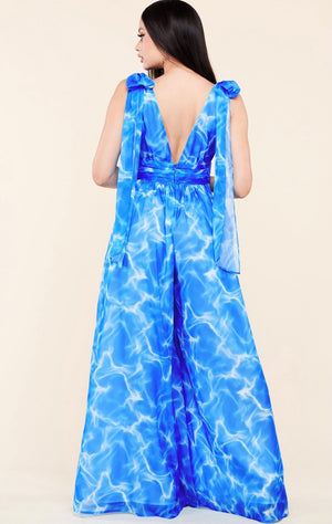 Crystal clear water print palazzo jumpsuit - iavisionboutique