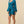 Load image into Gallery viewer, TEAL SATIN SWEETHEART NECK PUFF SLEEVE DRESS
