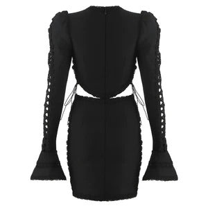 The Boss Babe Collection Black LongSleeve RoundNeck BandageDress