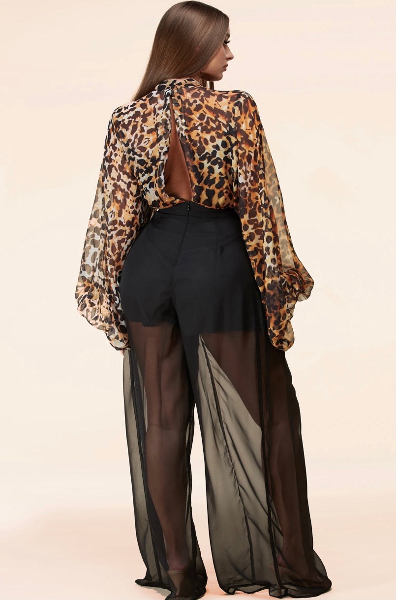 This sheer leopard print jumpsuit